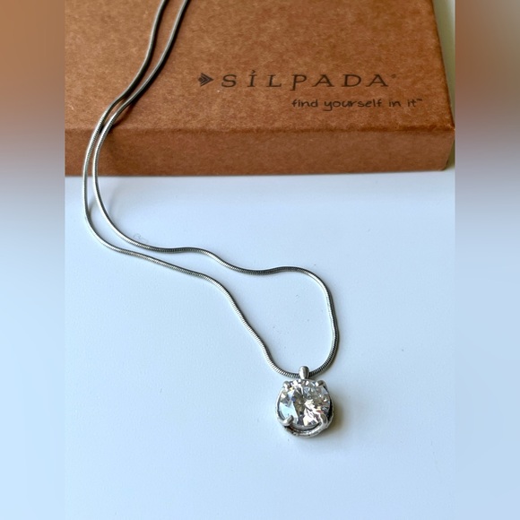 Vintage Silpada Oxidized .925 Sterling Silver and Zirconia Necklace